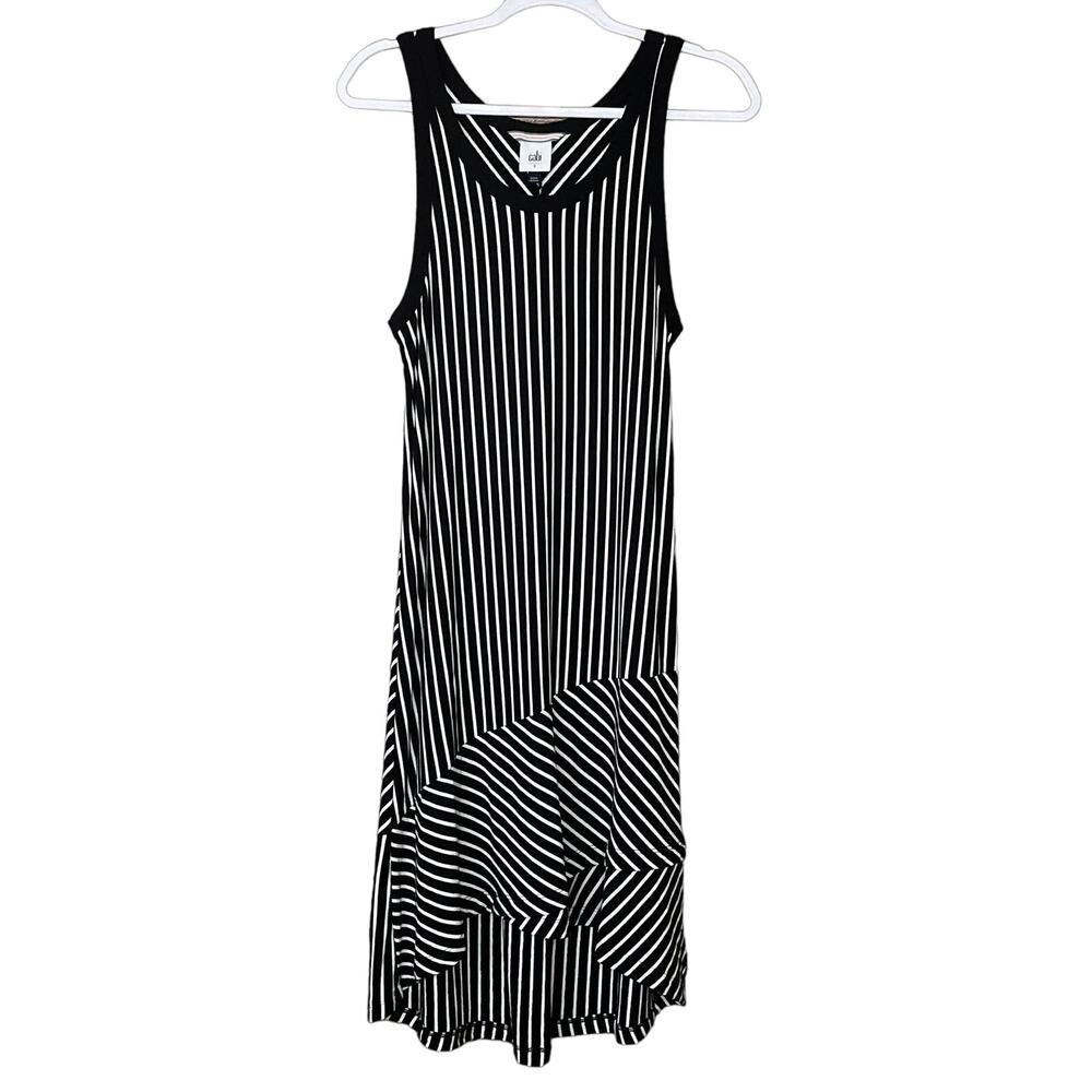 Cabi 5946 ATC Wink Sleeveless Dress Black White Stripes SZ Small